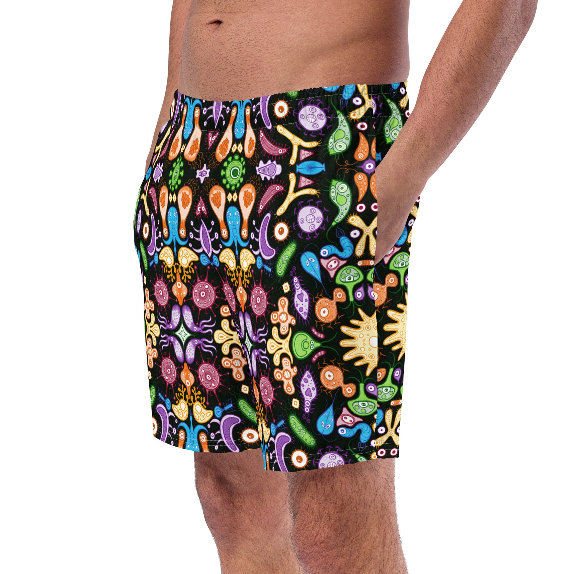 Don't be afraid of microorganisms Men's swim trunks. Front view