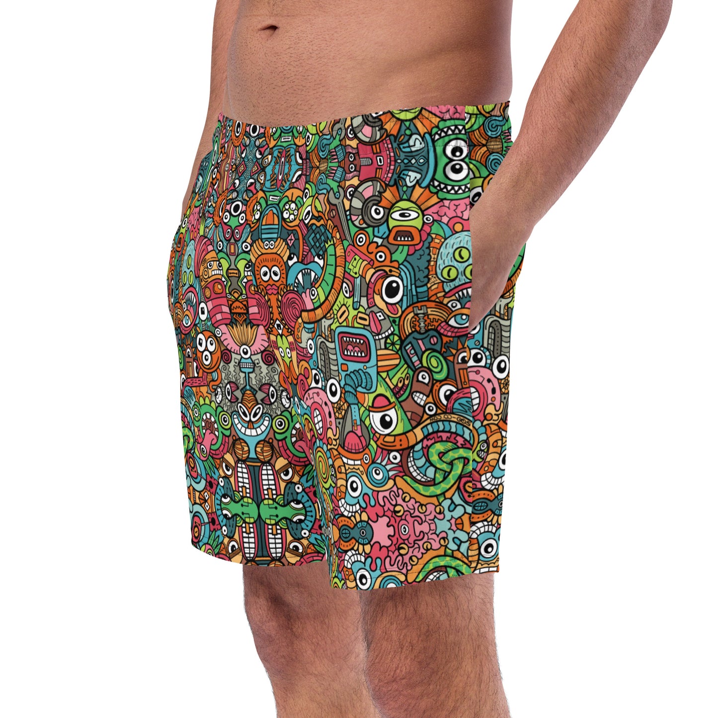 Robot Odyssey Swim Trunks: A High-Tech Adventure. Front view