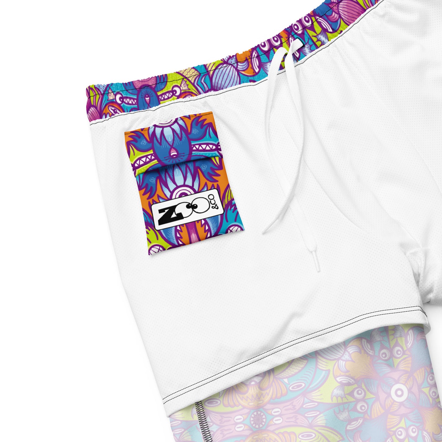 Whimsical Critter Chaos: A Doodle Adventure - Men's swim trunks. Product details. Interior pocket