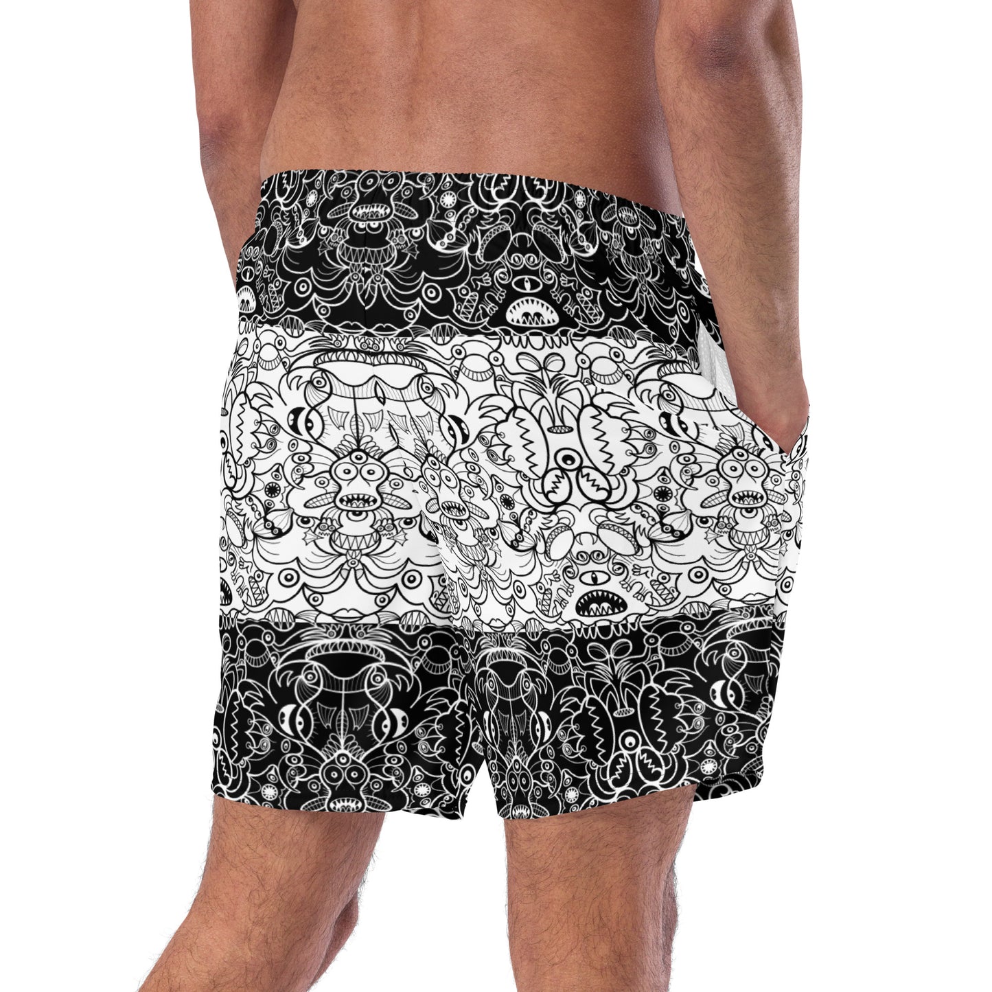 The Powerful Dark Side of the Doodle World Men's swim trunks. Back view