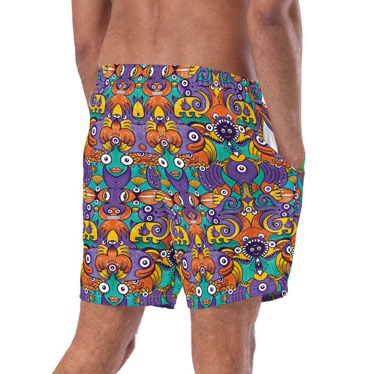 Dive into Whimsical Waters: An Undersea Odyssey - Men's swim trunks. Back view