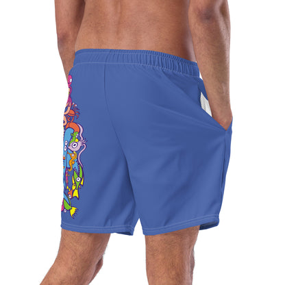 Surfing is a true extreme sport Men's swim trunks. Back view