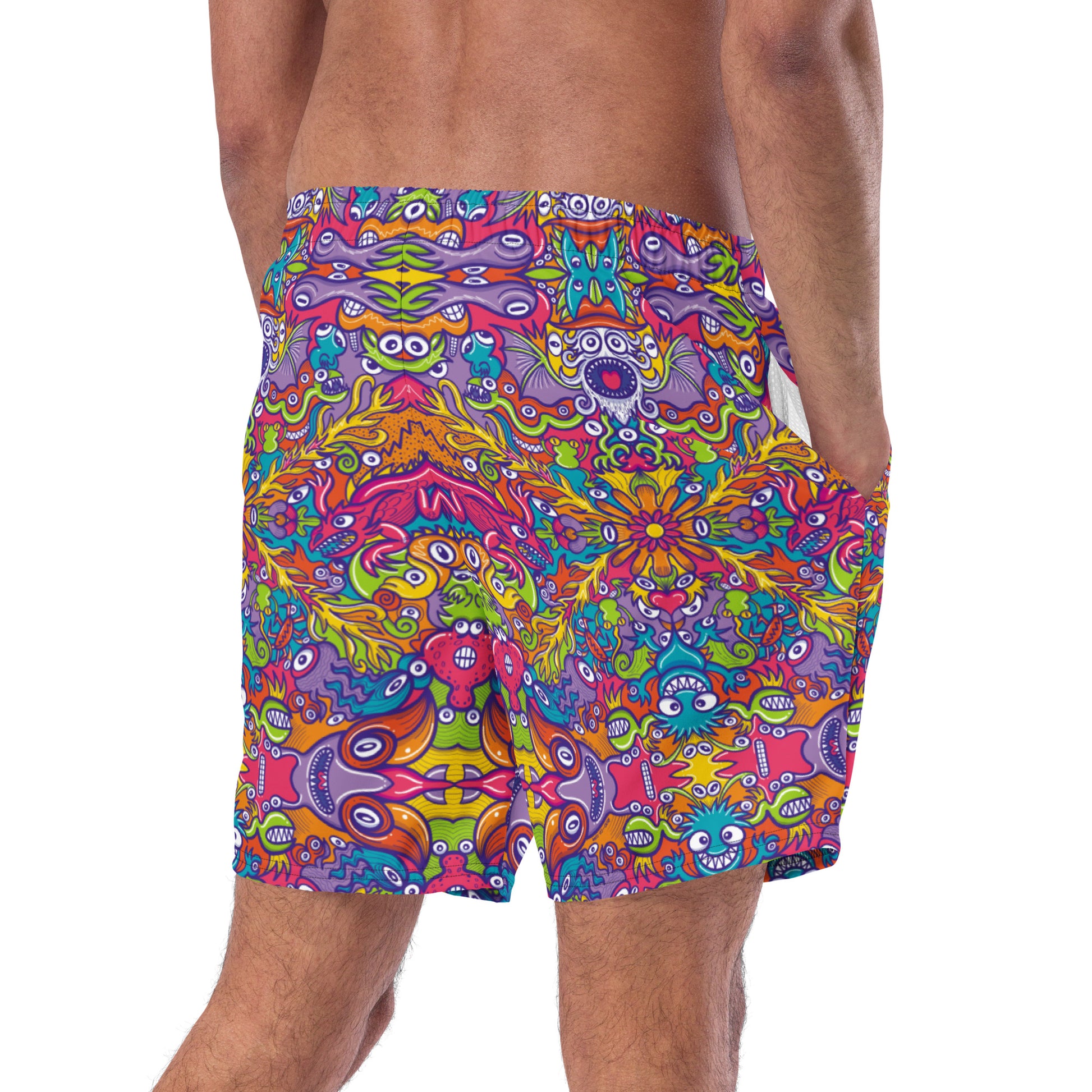 Wizard’s Dream Swim Trunks: A New Generation of Doodle Creatures. Back view