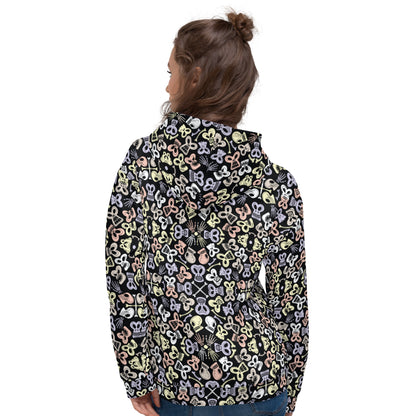 Bewitched Skulls: Hauntingly Chic Pattern Design - Unisex Hoodie. Back view