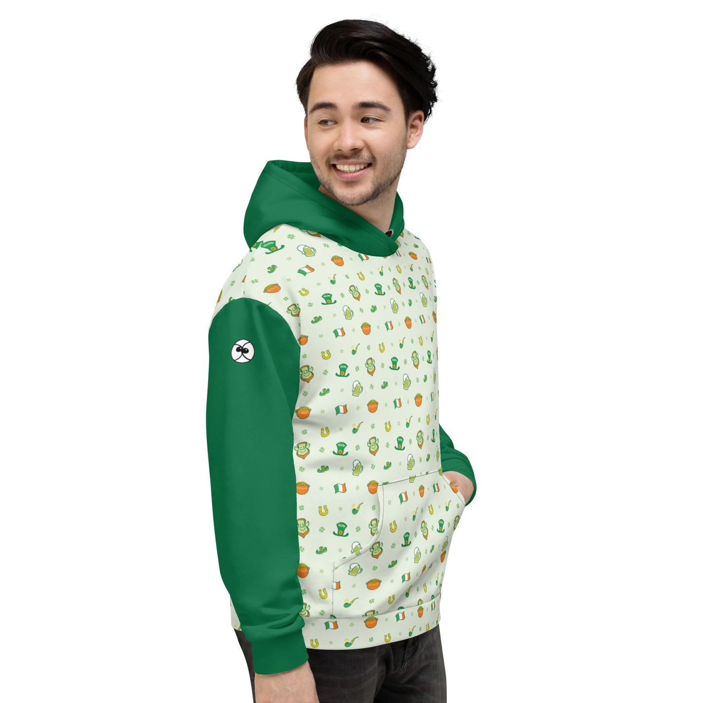 Celebrate Saint Patrick's Day in style Unisex Hoodie. Side view