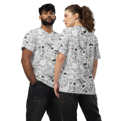 Celebrating the most comprehensive Doodle art of the universe Recycled unisex sports jersey. Lifestyle