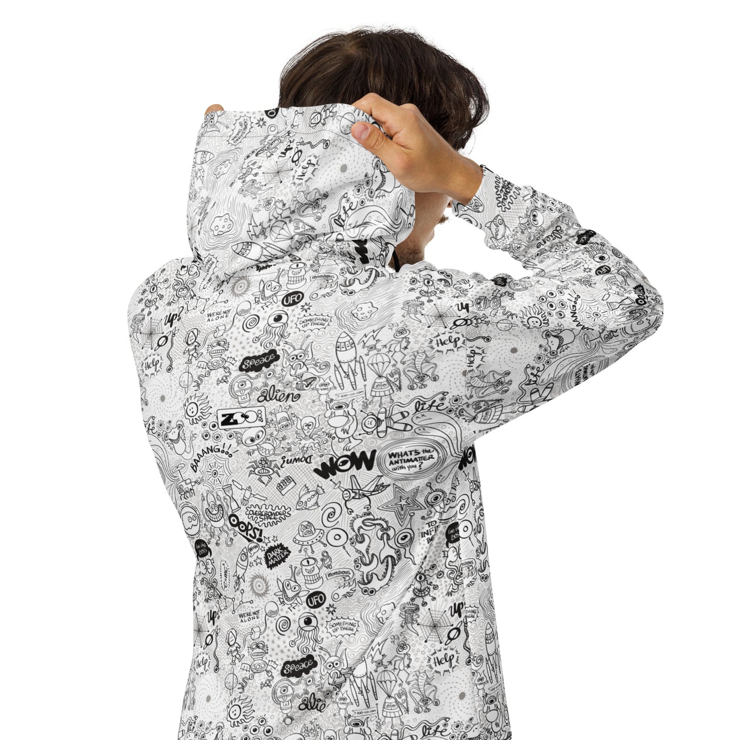 Celebrating the most Comprehensive Doodle Art of the Universe - Unisex zip hoodie. Back view