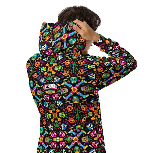 Mexican wrestling colorful party - Unisex zip hoodie. Lifestyle