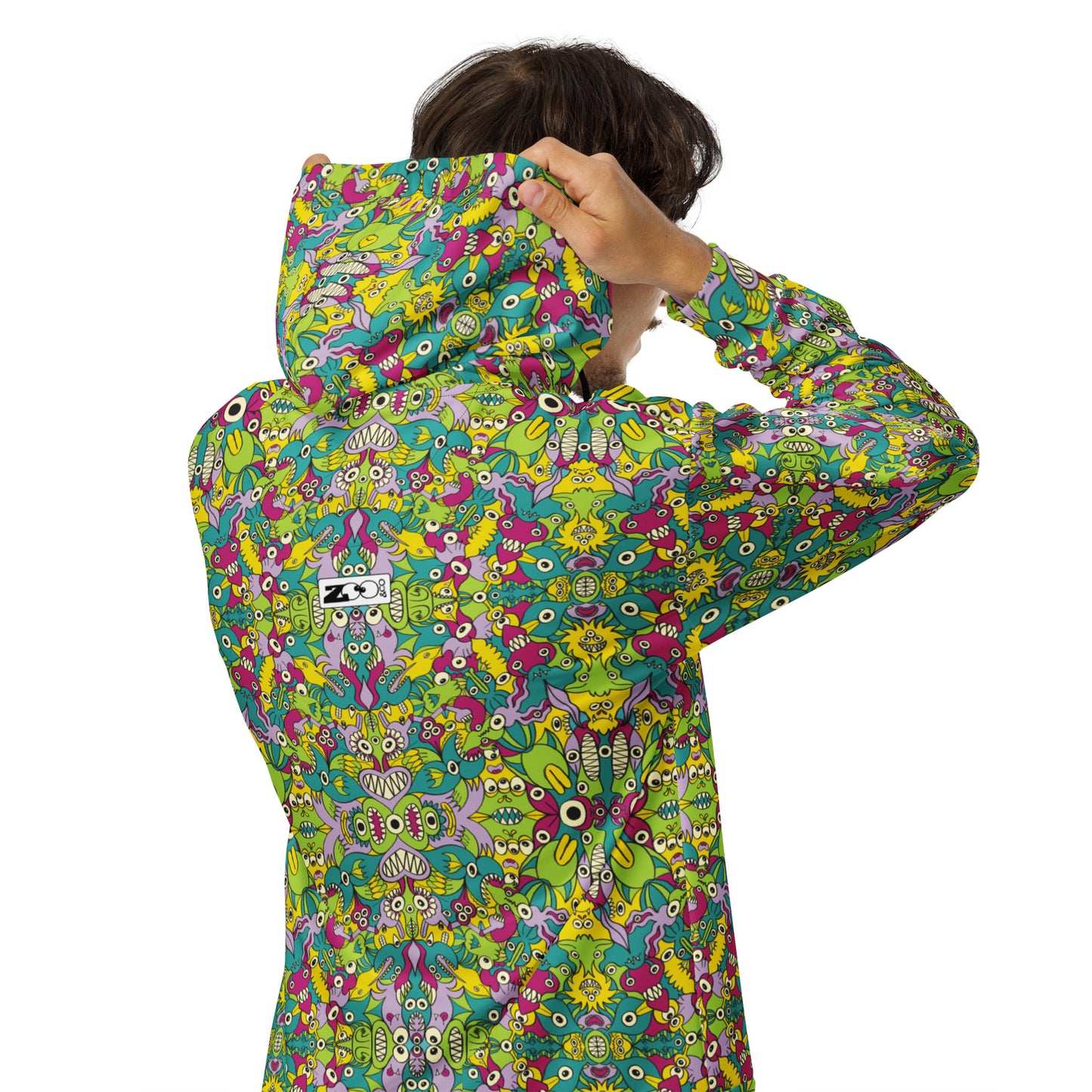It's life but not as we know it pattern design - Unisex zip hoodie. Back view
