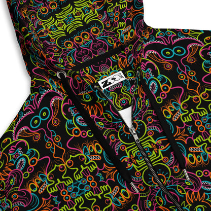Doodle Carnival: A Kaleidoscope of Whimsical Wonders - Unisex zip hoodie. Product details