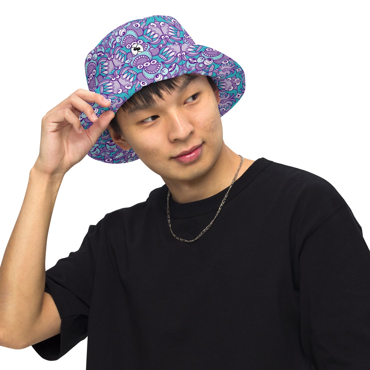 Planet 5: Aquatic Creatures from the Doodles of the Galaxy - Reversible Bucket Hat. Front view