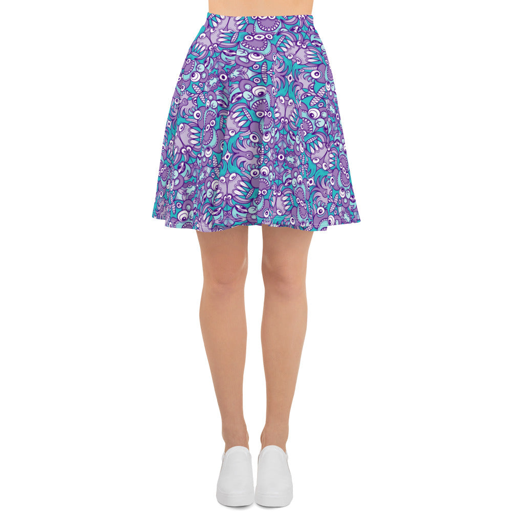 Planet 5: Aquatic Creatures from the Doodles of the Galaxy - Skater Skirt