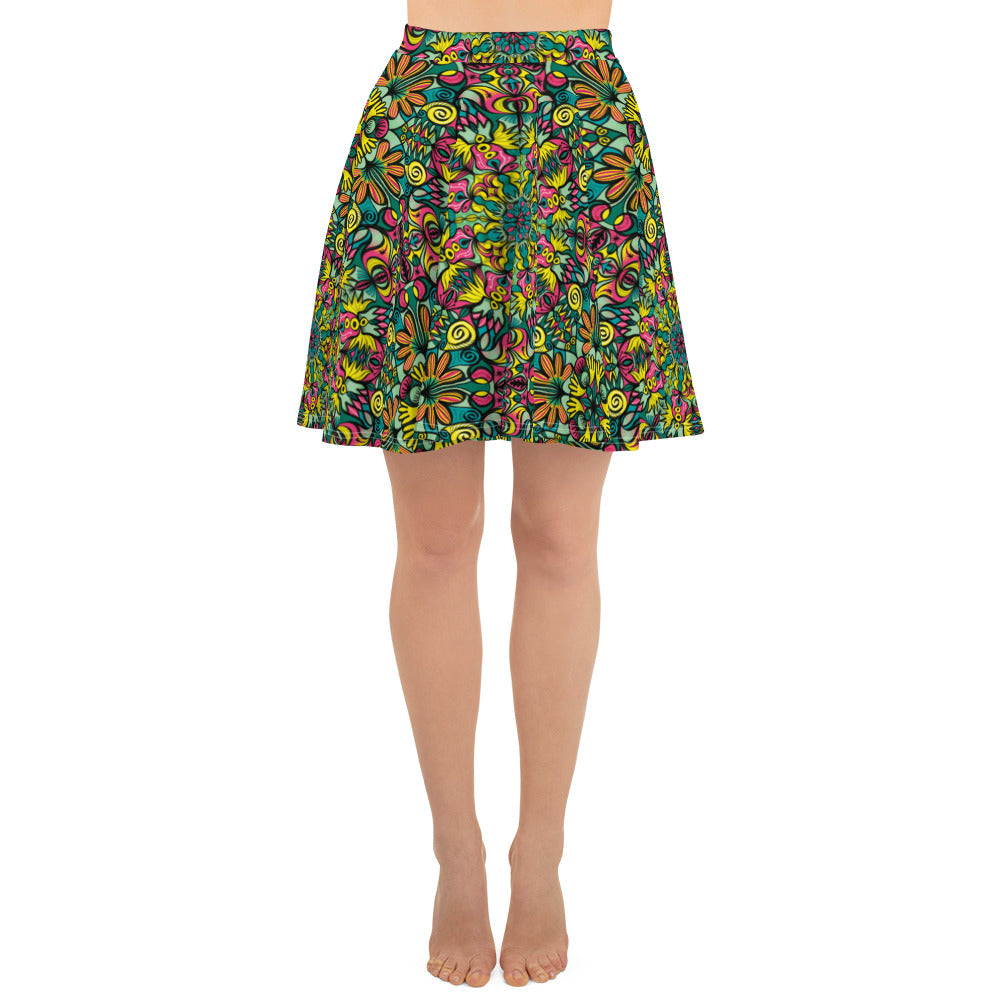 Exploring Jungle Oddities: Inspiration from the Fascinating Wildflowers of the Tropics - Skater Skirt. Front view