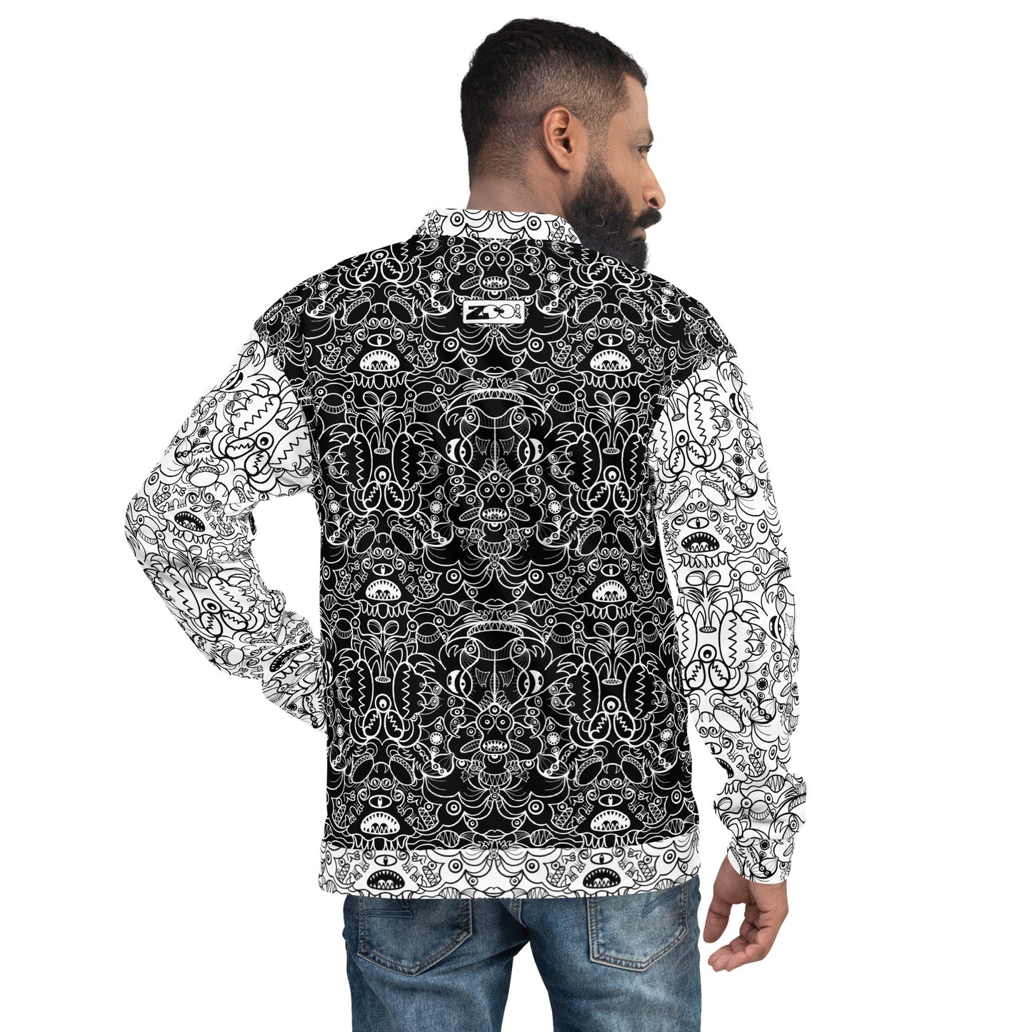 The Powerful Dark Side of the Doodle World - Unisex Bomber Jacket. Back view