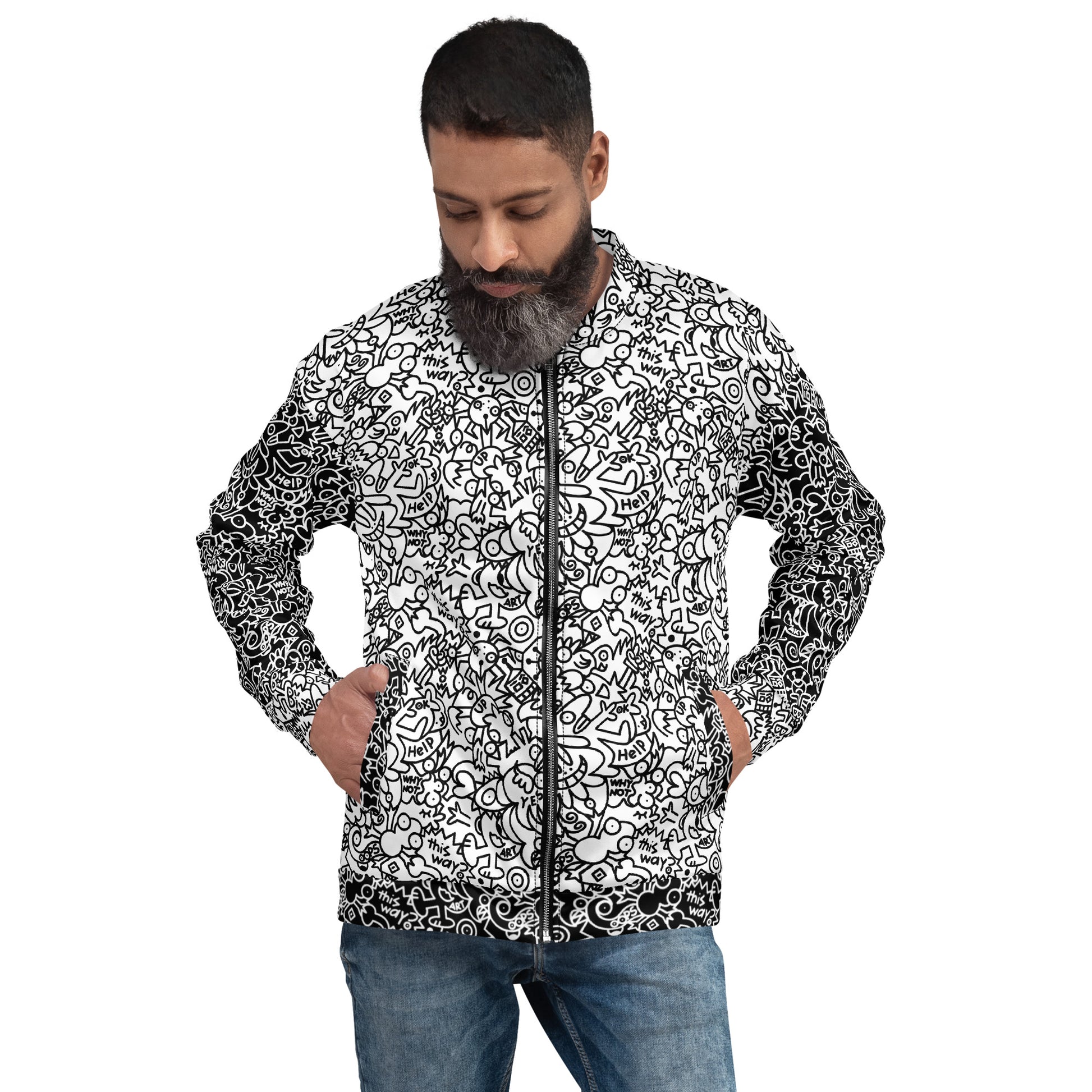 The Playful Power of Great Doodles for Bold People - Unisex Bomber Jacket. Front view