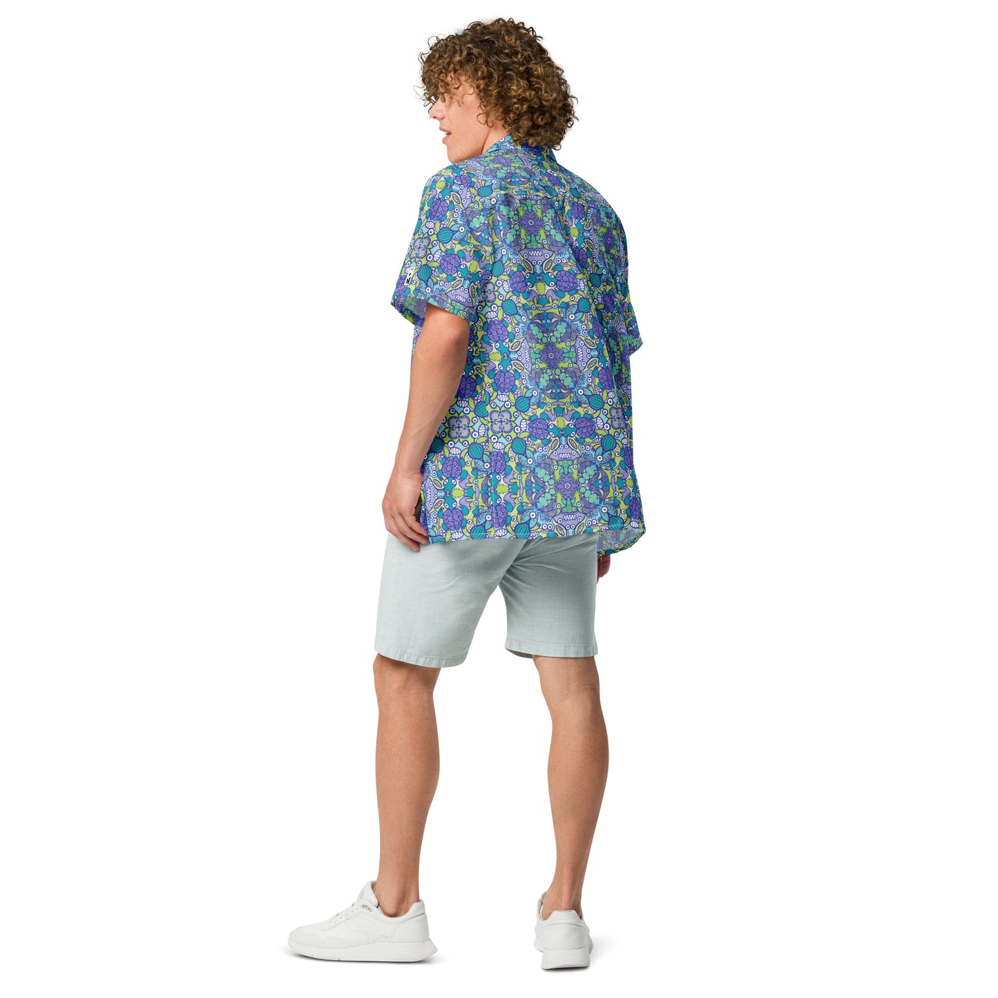 Once upon a time in an ocean full of life - Unisex button shirt. Back view