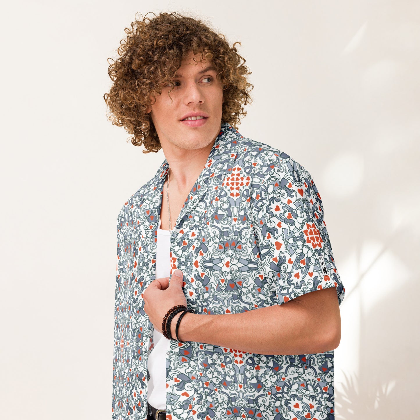 Kissed by Doodles in Valentine's Mandala Melody - Unisex button shirt. Overview