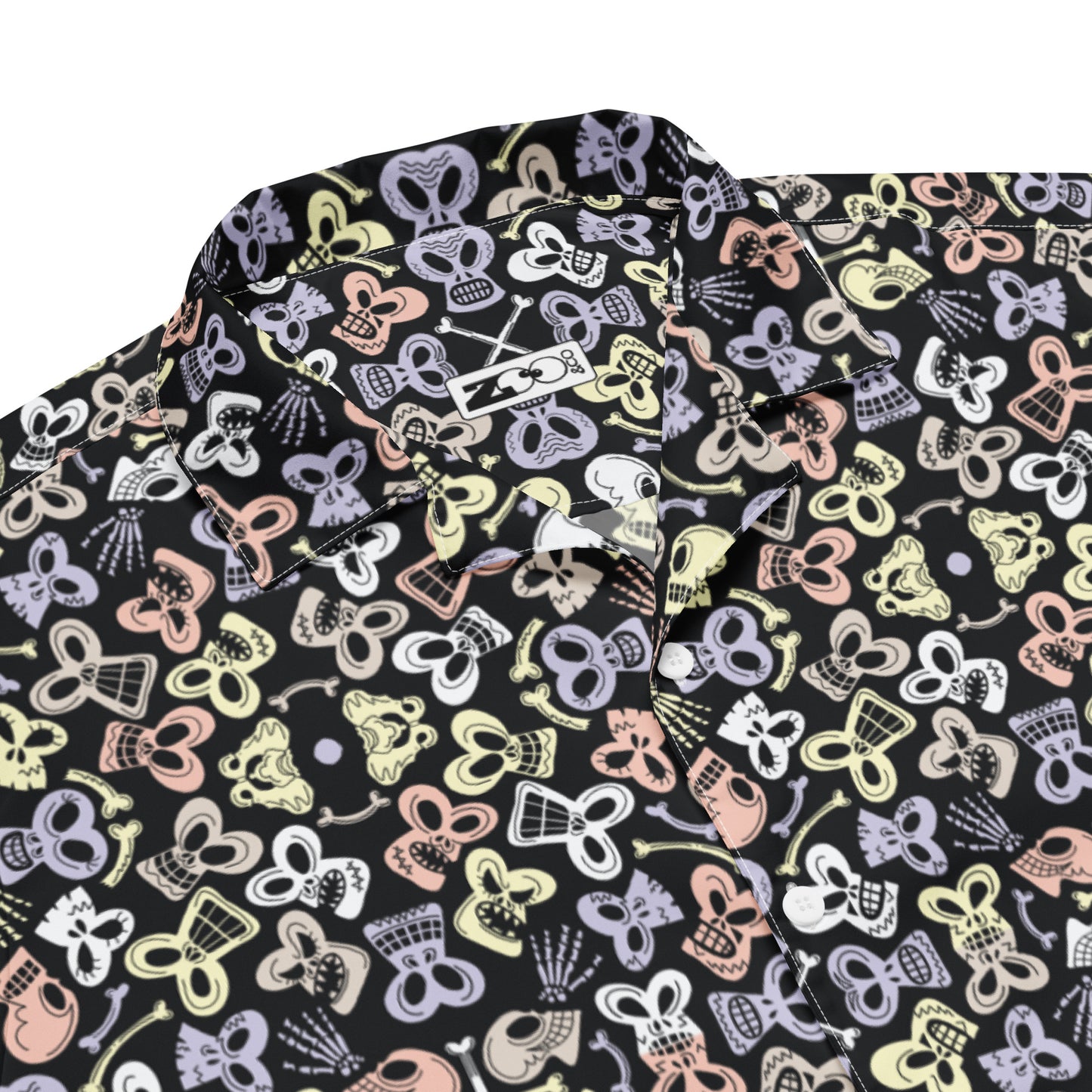 Bewitched Skulls: Hauntingly Chic Pattern Design - Unisex button shirt. Product detail