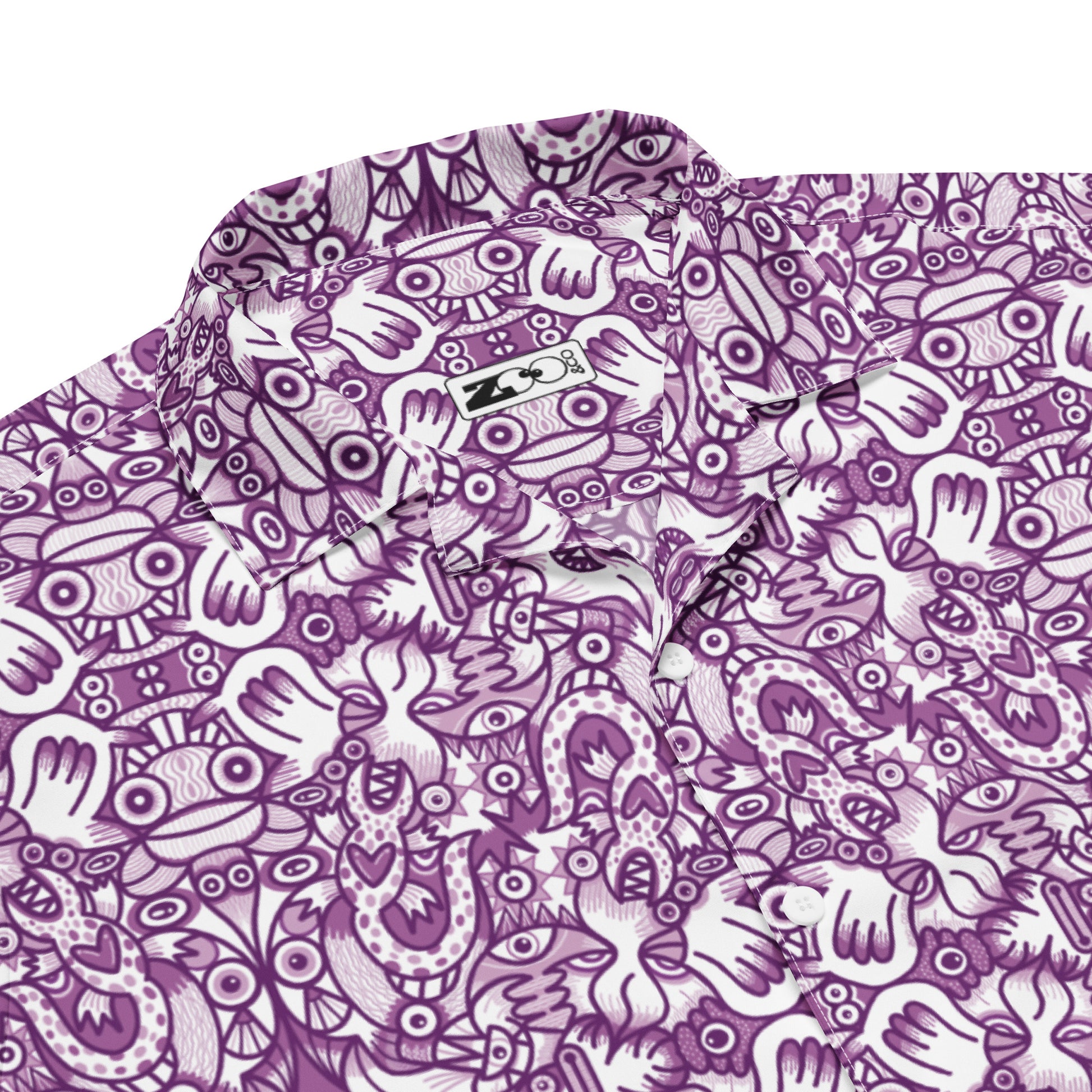 Purple Doodle Fantasy Button Shirt - Mesmerizing Unisex Style. Product details