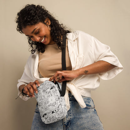 Celebrating the most comprehensive Doodle art of the universe - Utility crossbody bag. Lifestyle