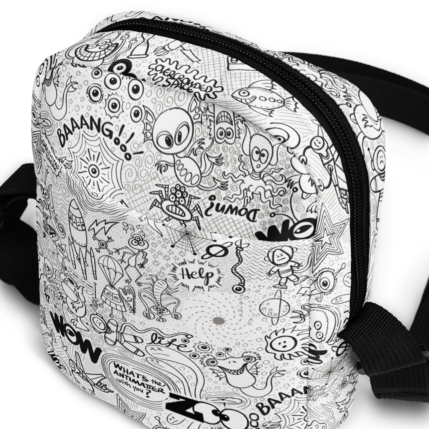 Celebrating the most comprehensive Doodle art of the universe - Utility crossbody bag. Overview