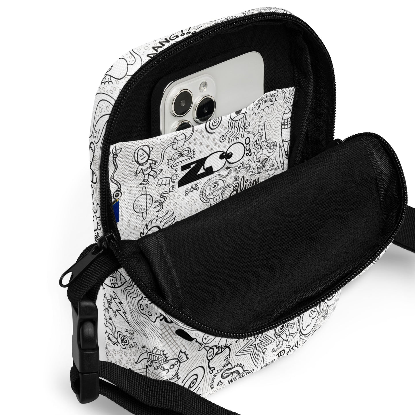 Celebrating the most comprehensive Doodle art of the universe - Utility crossbody bag. Product details. Interior pocket