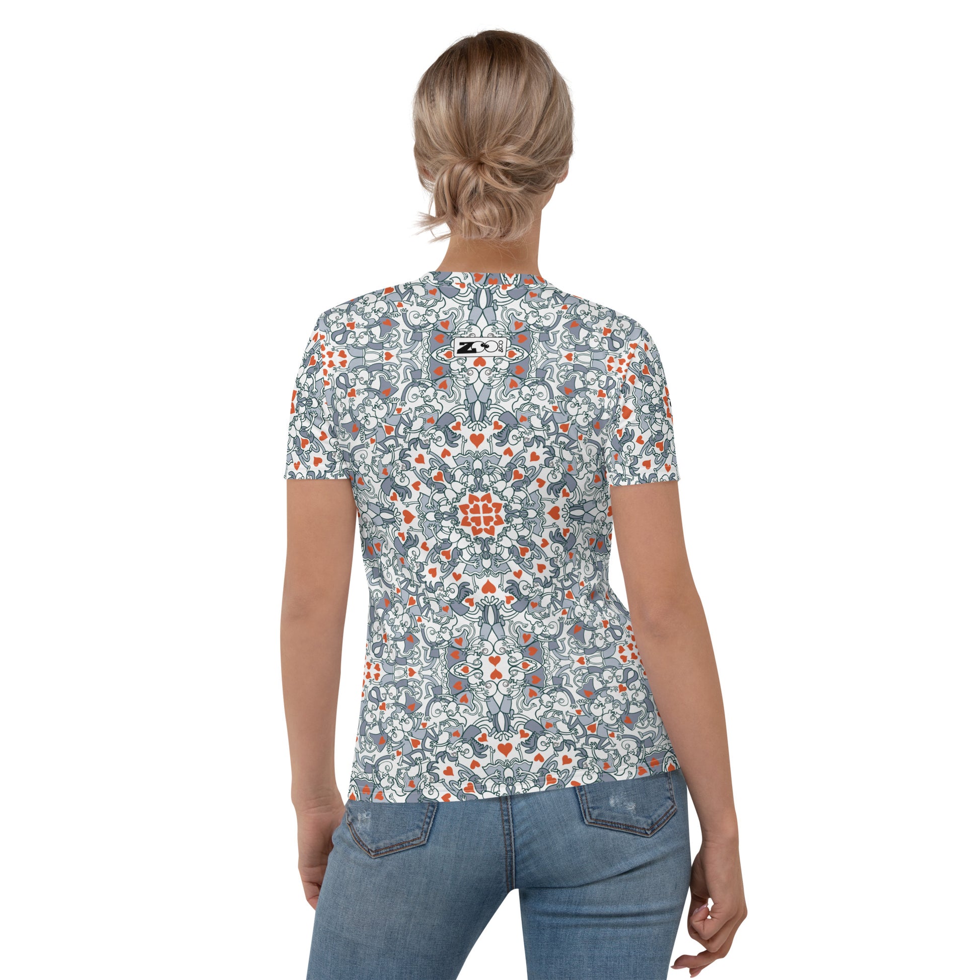 Kissed by Doodles in Valentine's Mandala Melody - Women's T-shirt. Back view