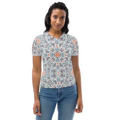 Kissed by Doodles in Valentine's Mandala Melody - Women's T-shirt. Front view