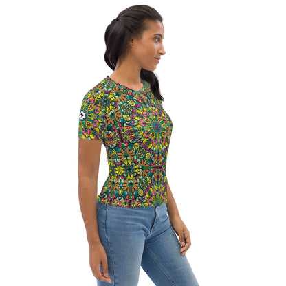 Exploring Jungle Oddities: Inspiration from the Fascinating Flowers of the Tropics Women's T-shirt. Side view