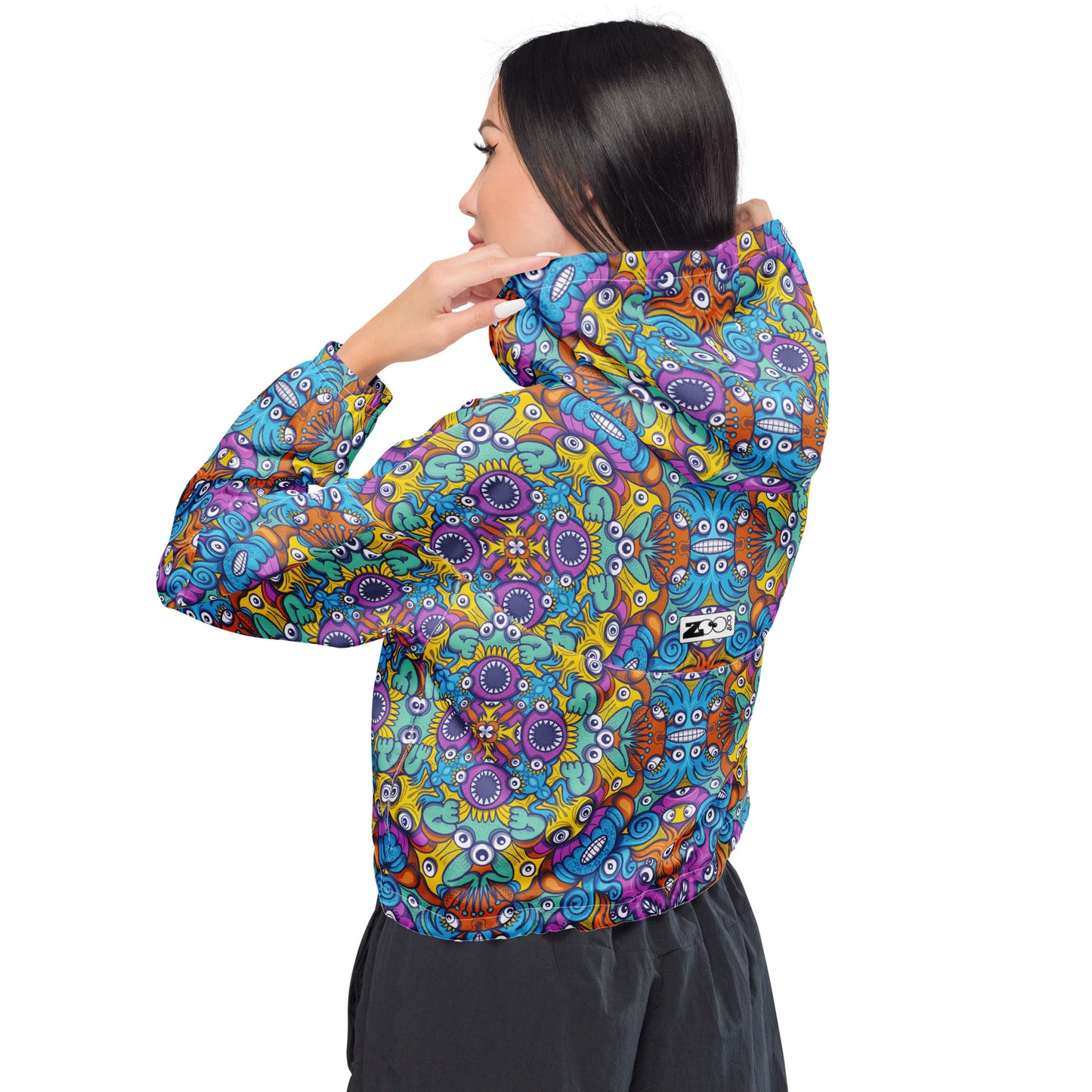 The ultimate sea beasts cast from the deep end of the ocean - Women’s cropped windbreaker. Back view