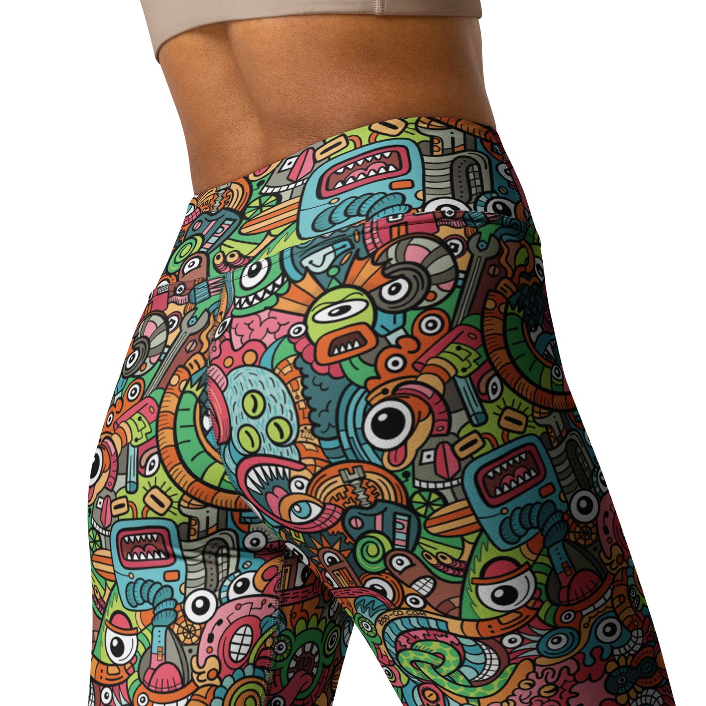 Robot Odyssey: A High-Tech Adventure with Quirky Bots - Yoga Leggings. Back view product details