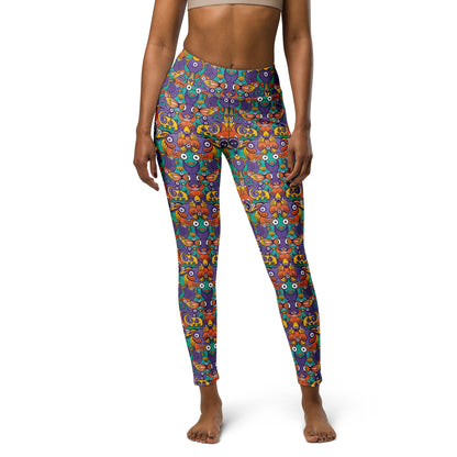 Dive into Whimsical Waters: An Undersea Odyssey - Yoga Leggings. Front view