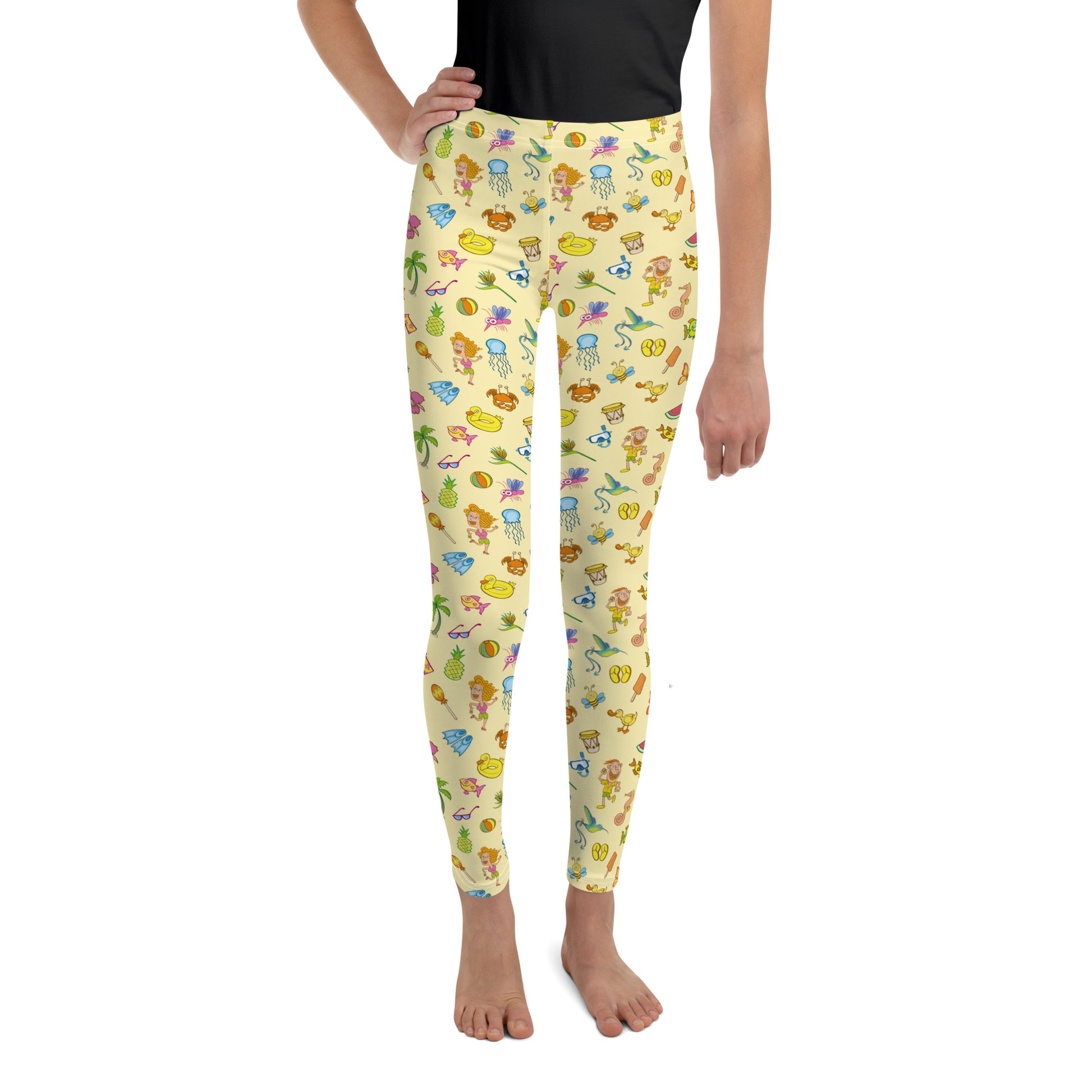 Enjoy happy summer pattern design Youth Leggings. Front view