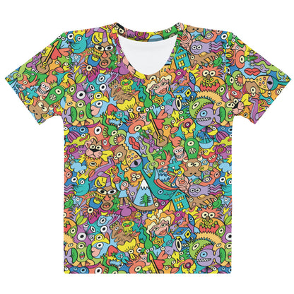 Cheerful crowd enjoying a lively carnival Women's cotton t-shirt — front view