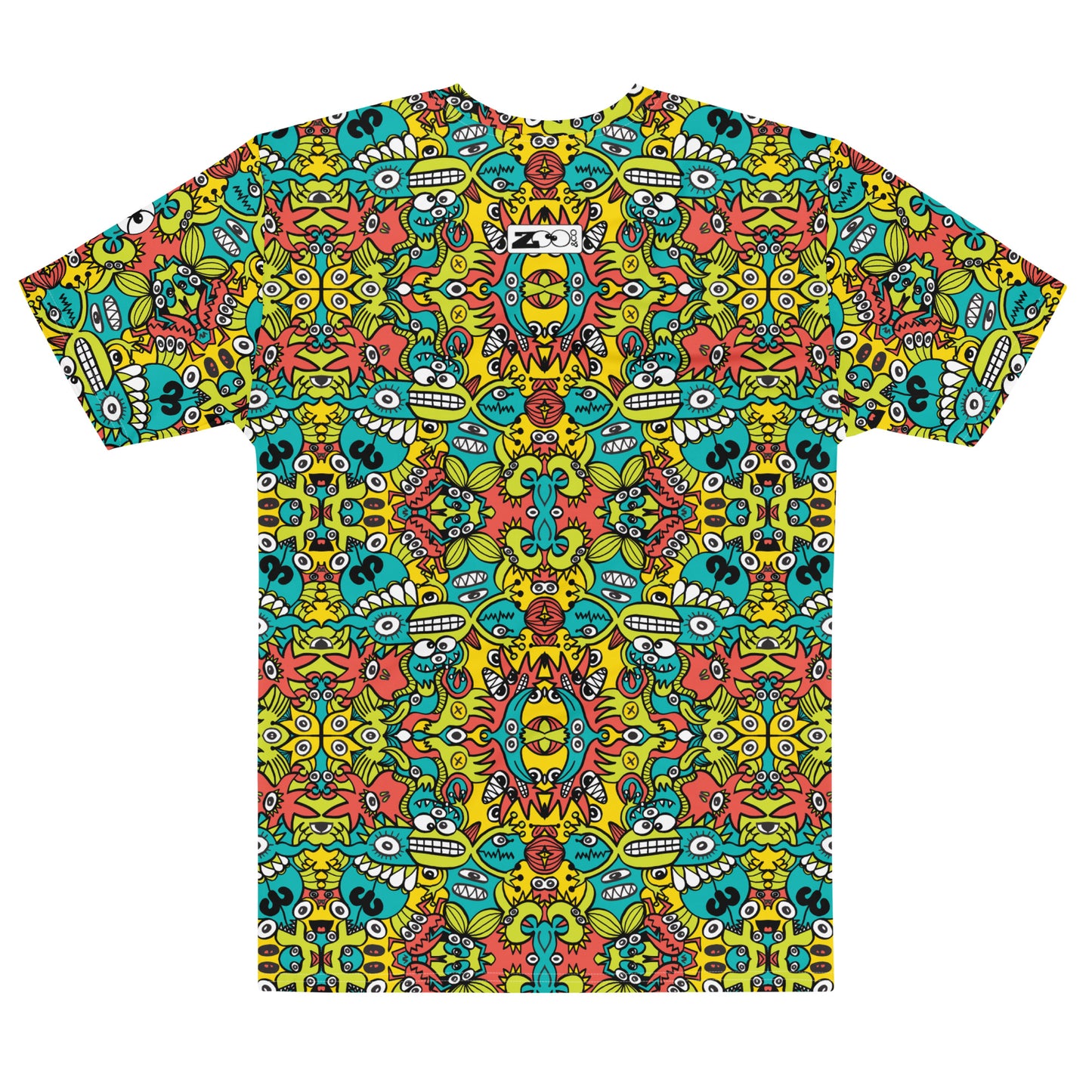 Cosmic Critter Carnival Men's all-over print cotton t-shirt — back view
