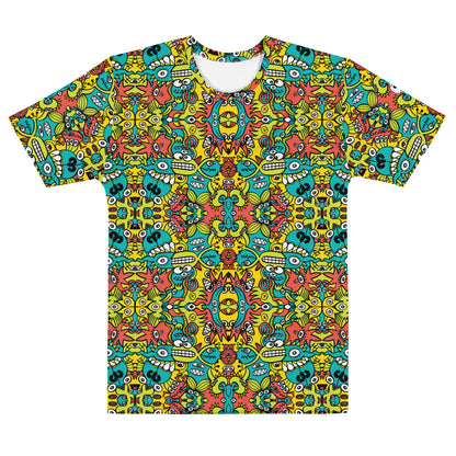 Cosmic Critter Carnival Men's all-over print cotton t-shirt — front view
