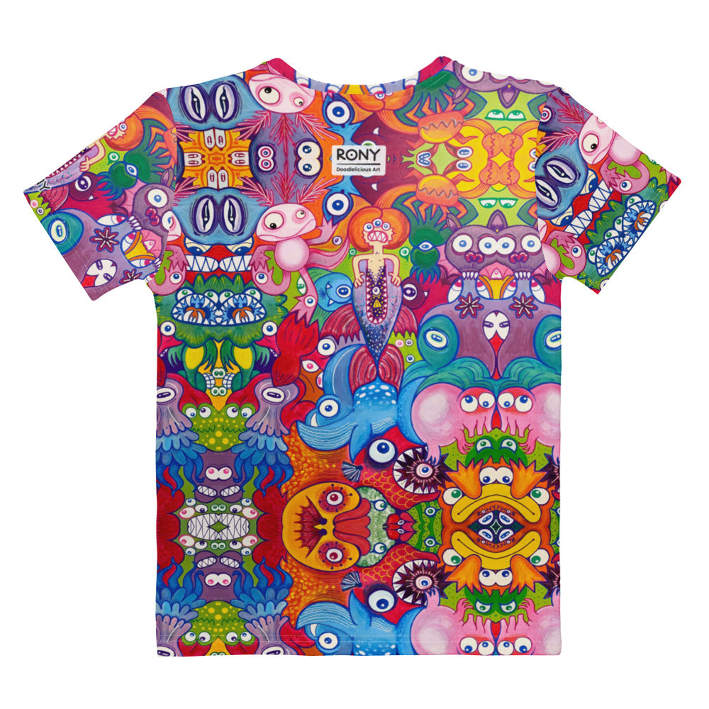 Doodle Folie Women’s Cotton Art T-Shirt. Back view