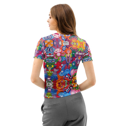 Doodle Folie Women’s Cotton Art T-Shirt. Lifestyle back view
