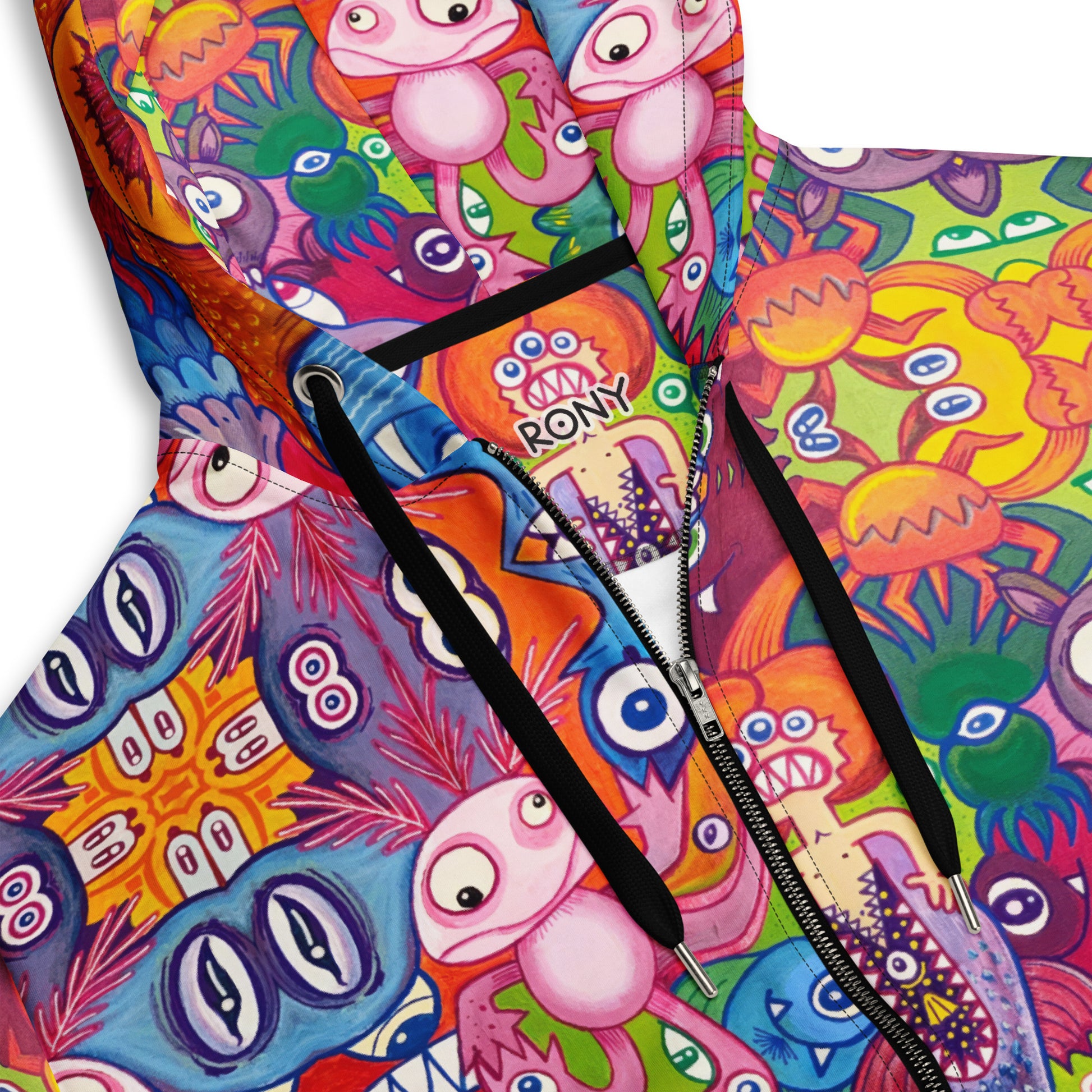 Doodle Folie Unisex Zip Hoodie. Product details