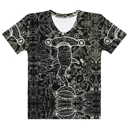 Hammerhead Sharkadelic Women’s Cotton Art T-Shirt. Flat front view