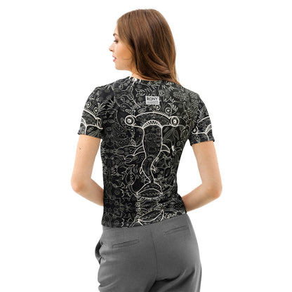 Hammerhead Sharkadelic Women’s Cotton Art T-Shirt. Lifestyle Back view