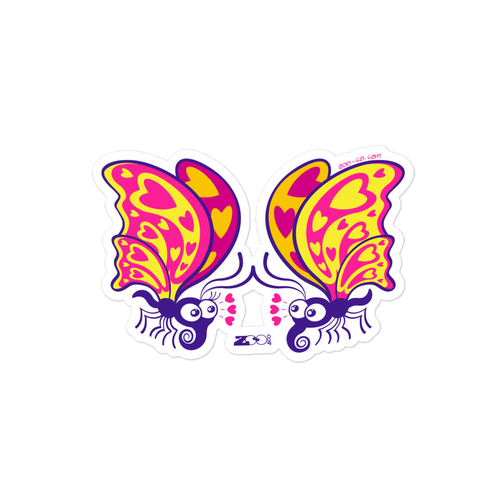 Beautiful butterflies falling in love Bubble-free stickers. 4x4