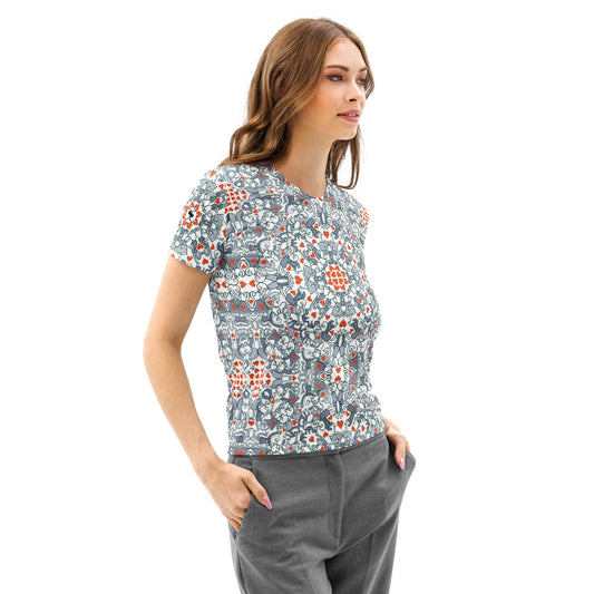 Kissed by Doodles in Valentine’s Mandala - Women’s cotton t-shirt - Right front