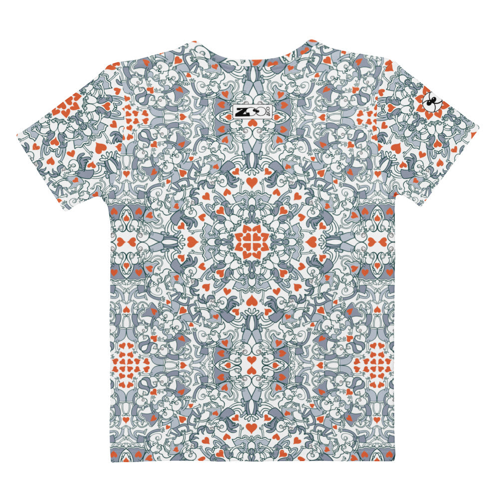 Kissed by Doodles in Valentine’s Mandala - Women’s cotton t-shirt - Back view