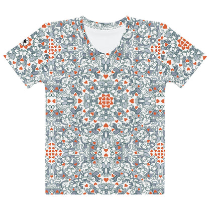 Kissed by Doodles in Valentine’s Mandala - Women’s cotton t-shirt - Front view
