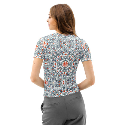Kissed by Doodles in Valentine’s Mandala - Women’s cotton t-shirt - Lifestyle back view 