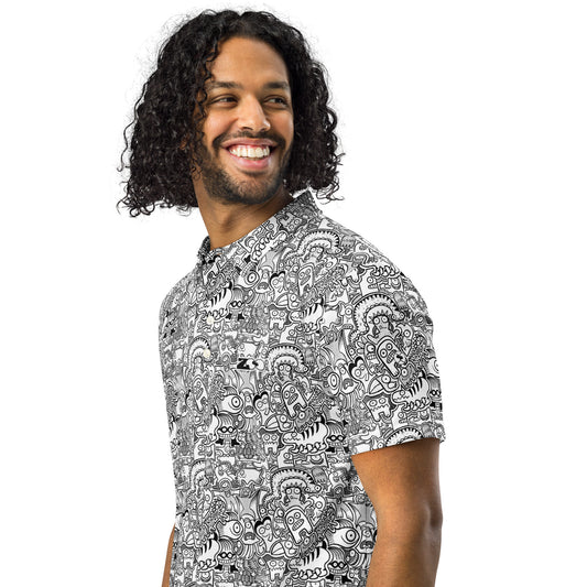 Fill Your World with Cool Doodles: All-over Print Men’s Slim Fit Polo. Left view