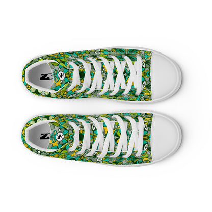 Join the funniest alien doodling network in the universe Men’s high top canvas shoes. Top view