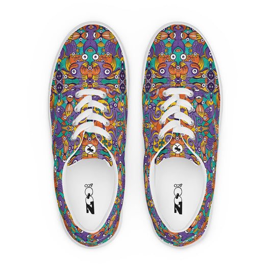 Dive into Whimsical Waters: An Undersea Odyssey - Men’s lace-up canvas shoes. Top view