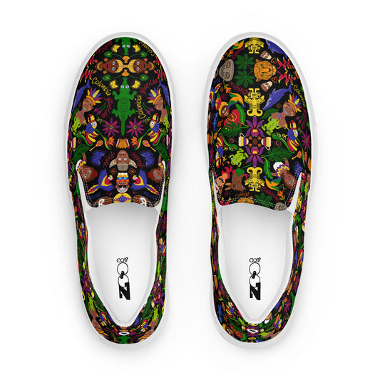 Colombia, the charm of a magical country Men’s slip-on canvas shoes. Top view